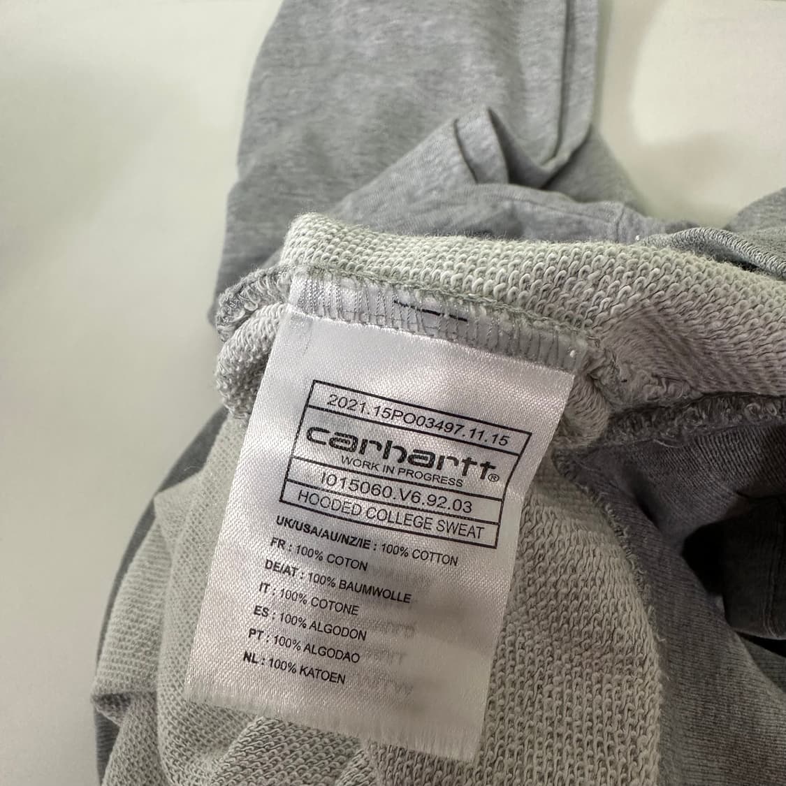 M 100 칼하트 그레이 빅로고 오버핏 코튼 후드티 상품이미지7