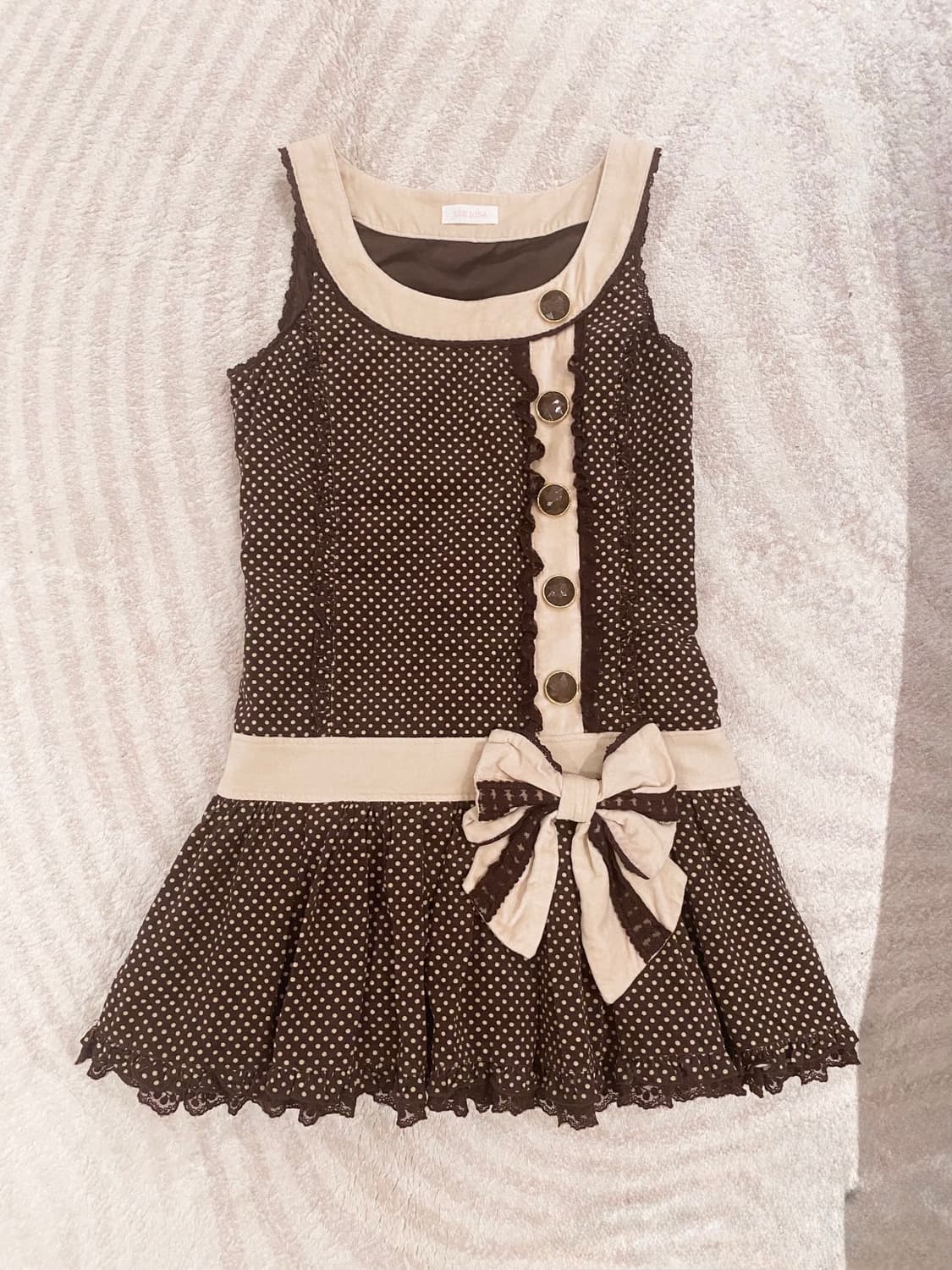 리즈리사 브라운 도트 왕리본 라떼갸루 핀터깔  상품이미지2