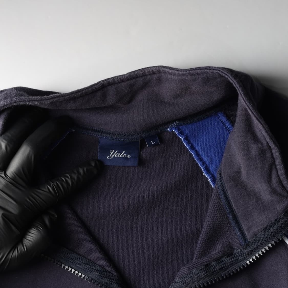 YALE 불독 아치로고 하프 집업 반팔 맨투맨 L 상품이미지5