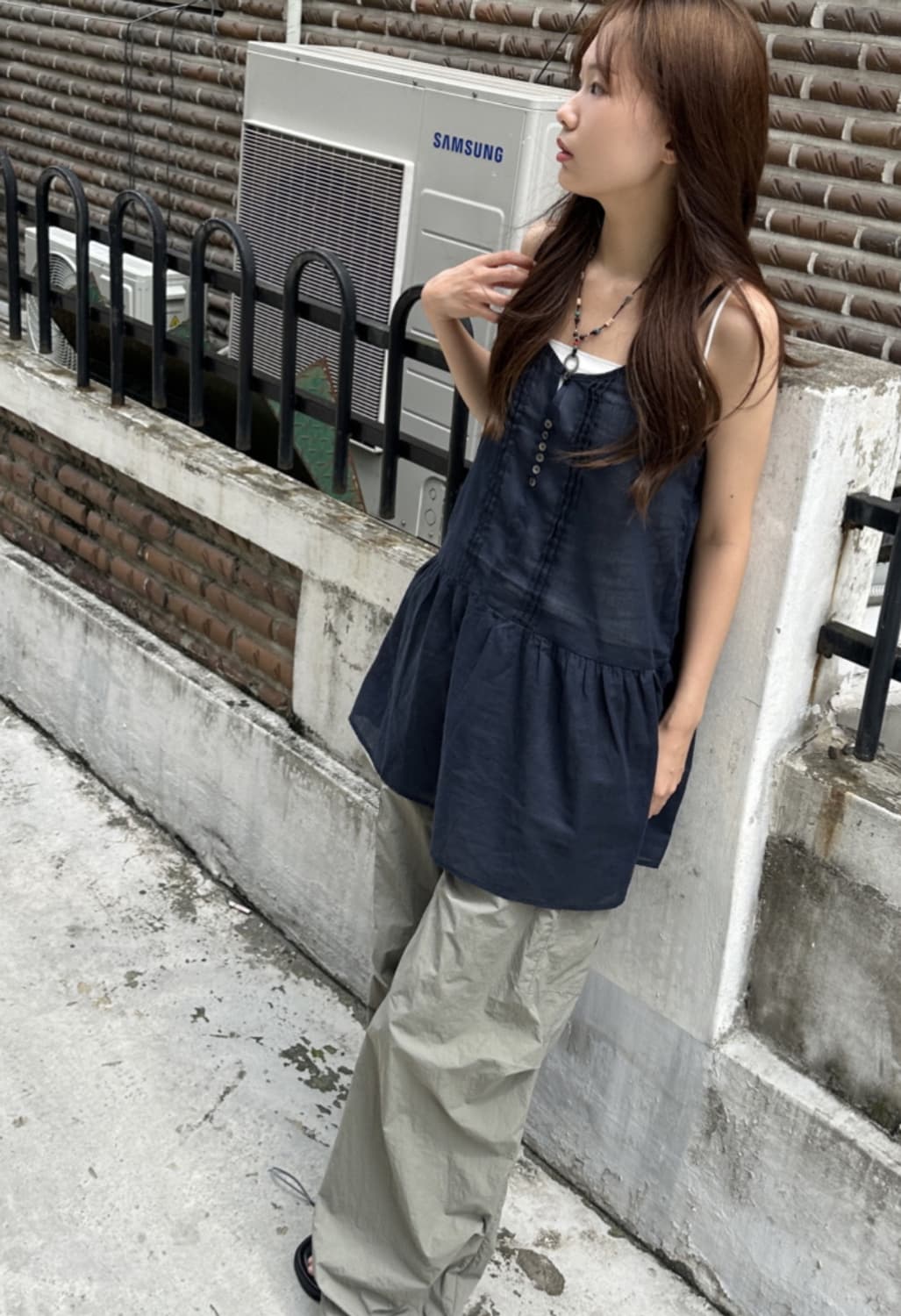 [새상품 반값] 신시 시스루 레이어드 나시 미디 원피스 상품이미지6