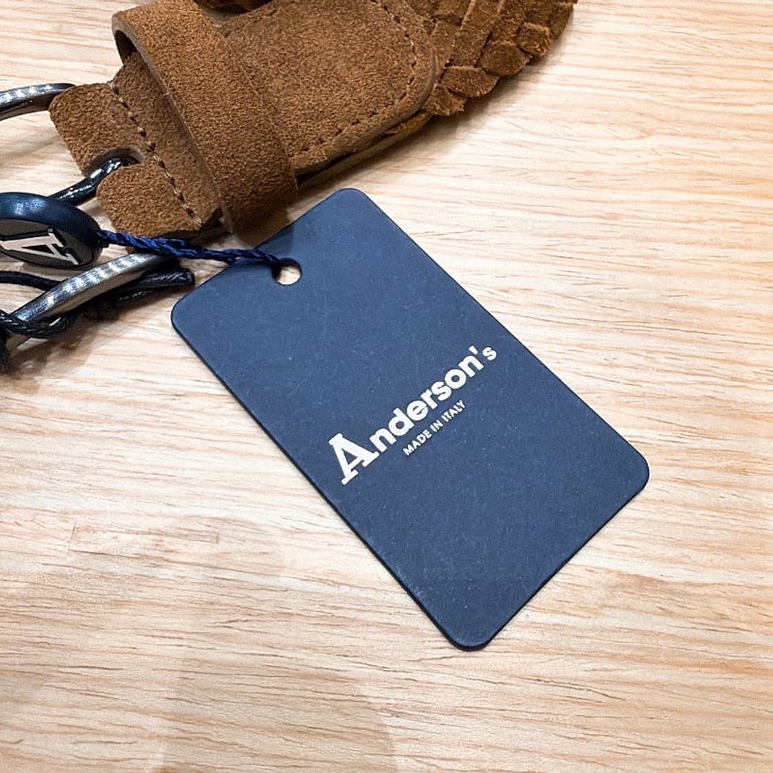 (정품/새상품) 앤더슨즈 남성 브라운 스웨이드 레더 위빙 벨트 상품이미지4