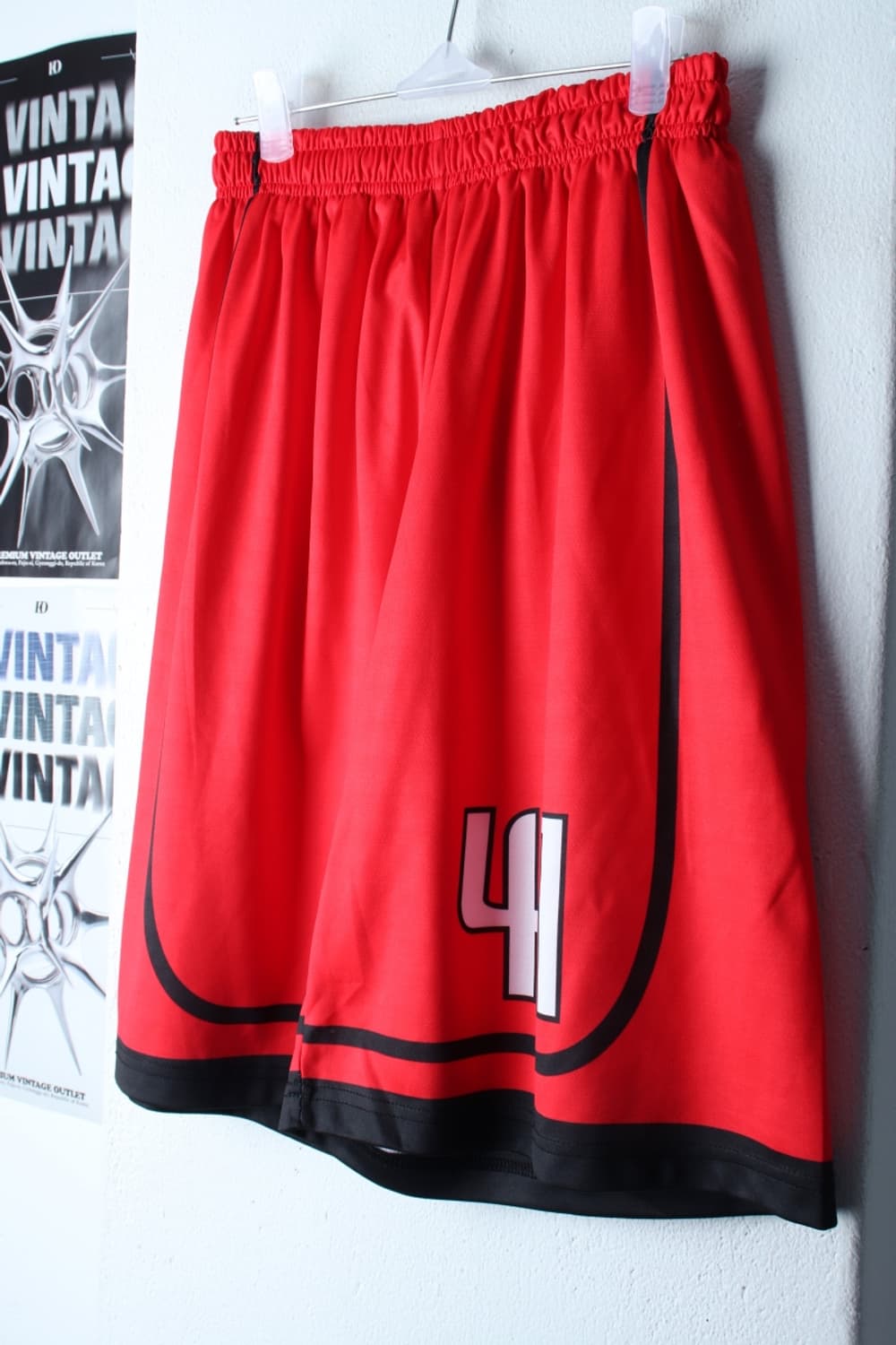 (L-XL) 브랜드빈티지 반바지 팬츠 농구유니폼 검빨 올드스쿨-P9792 상품이미지1