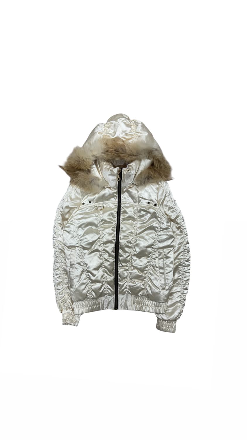 에고이스트 라쿤 퍼 패딩 하이넥 자켓 아이보리 상품이미지2