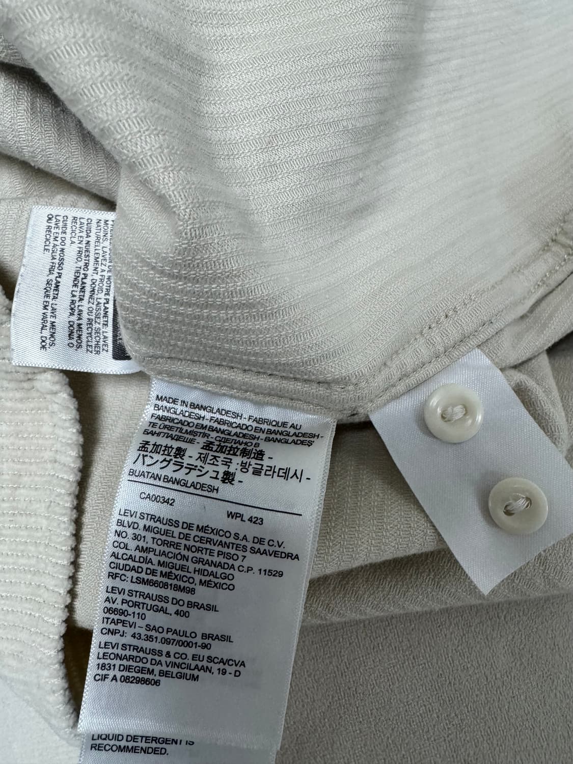 Levi’s Corduroy Shirt (S) 아이보리 상품이미지4