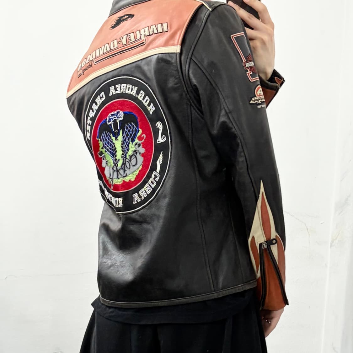 할리데이비슨 소가죽 플레임 레이싱 자켓 상품이미지3