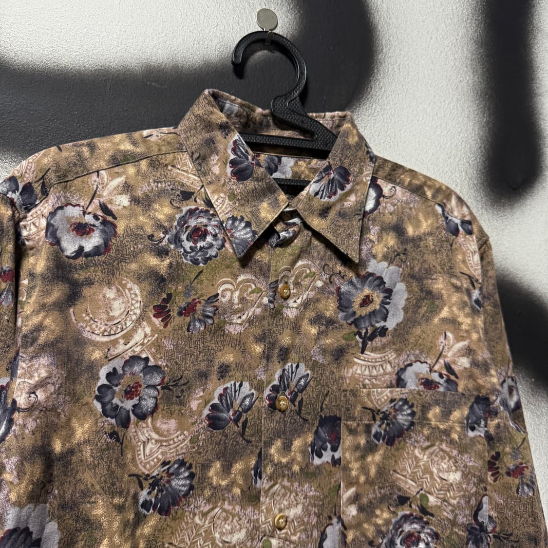 VTG 빈티지 플라워 자카드 패턴 원포켓 긴팔 셔츠 상품이미지3