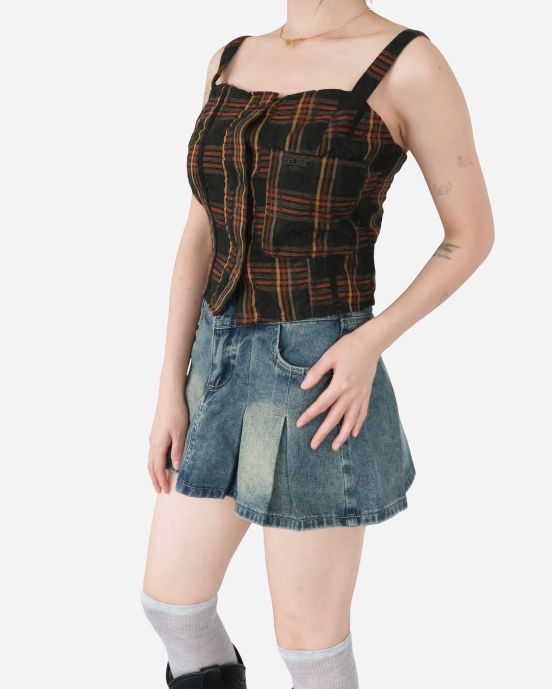 CELINE Paris Checkered Remake Strap Top 상품이미지5