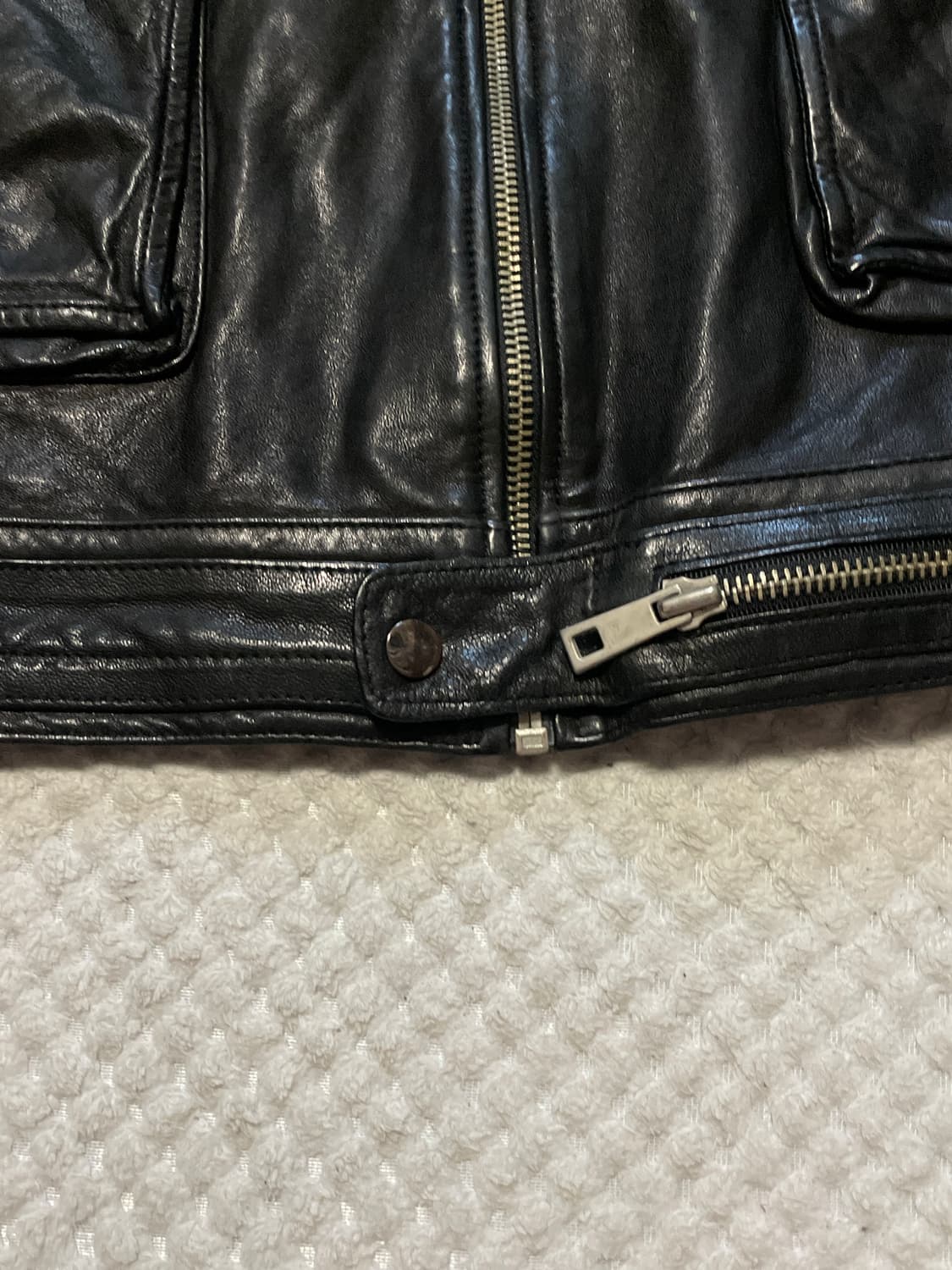 웨스턴 무드 이태리 램스킨 양가죽 절개 포켓 레더 자켓 상품이미지6