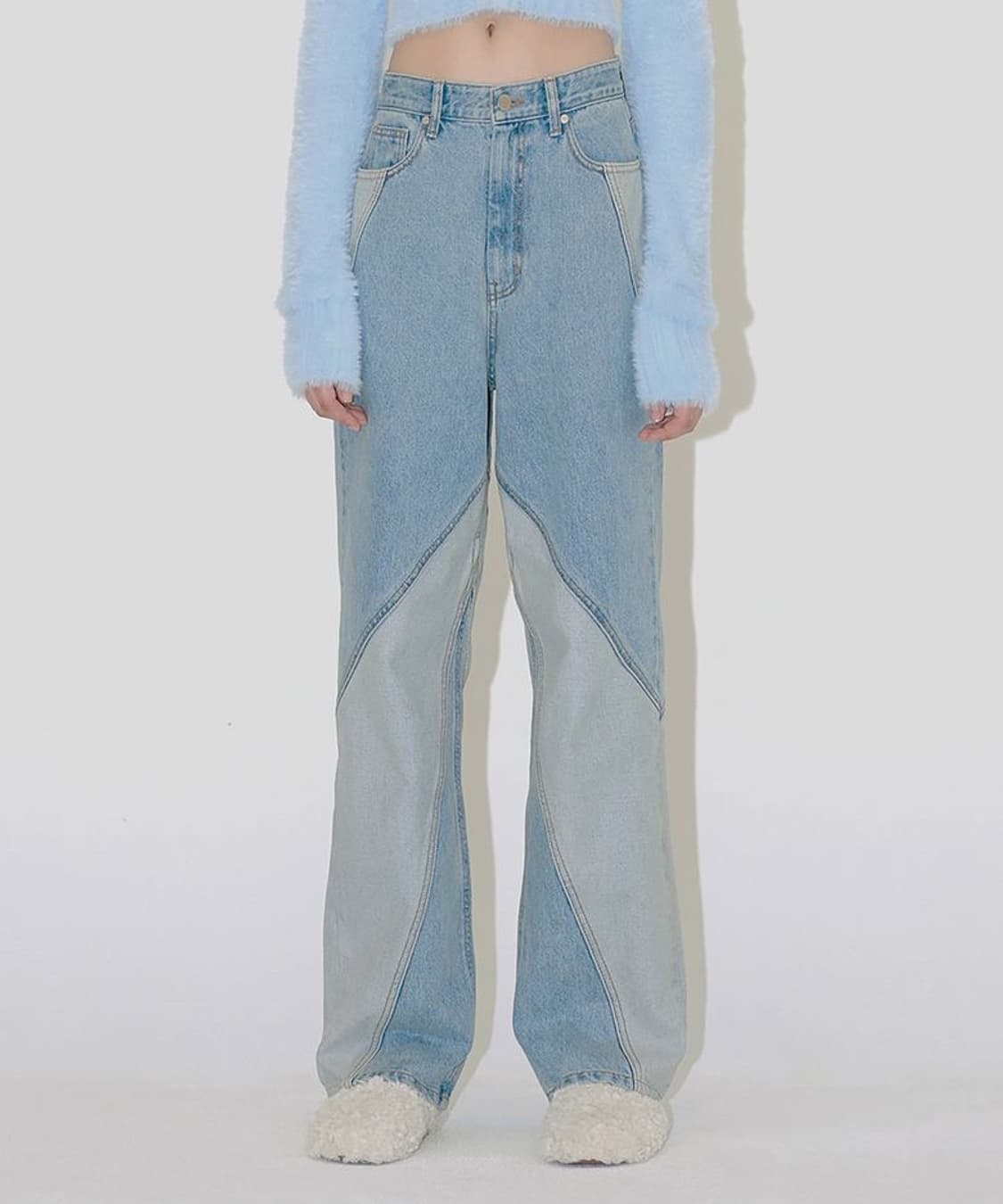 M) 다이애그널 데님 팬츠 블루 상품이미지1