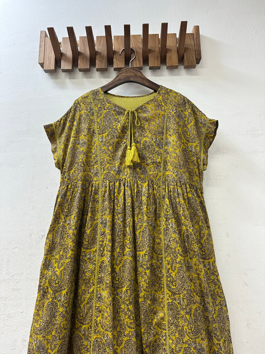 빈티지 인디아 코튼100 페이즐리 태슬 스트링 롱 원피스  상품이미지4