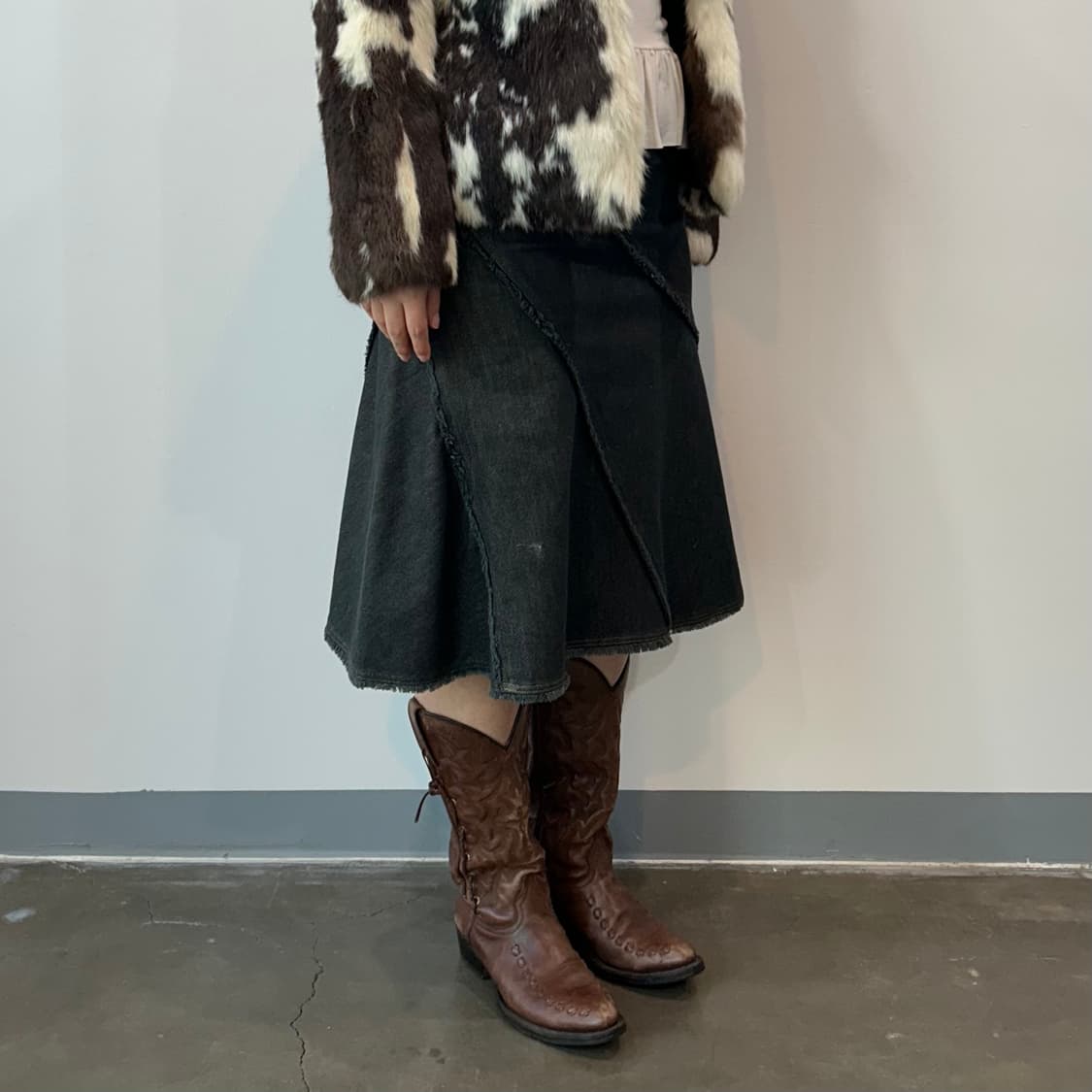 데님 절개 미디 스커트 상품이미지2