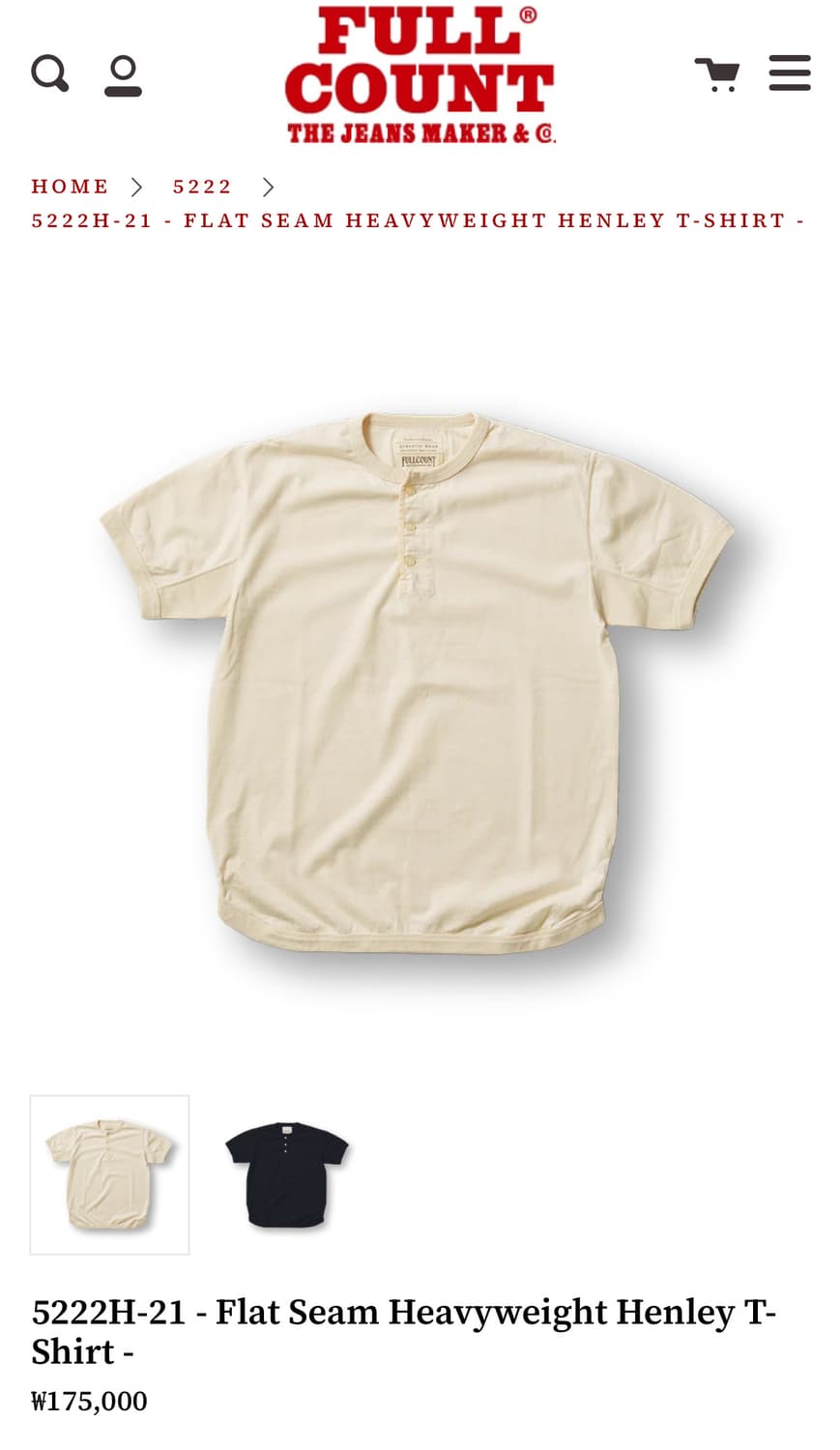 [40]풀카운트 헨리넥 반팔 상품이미지1