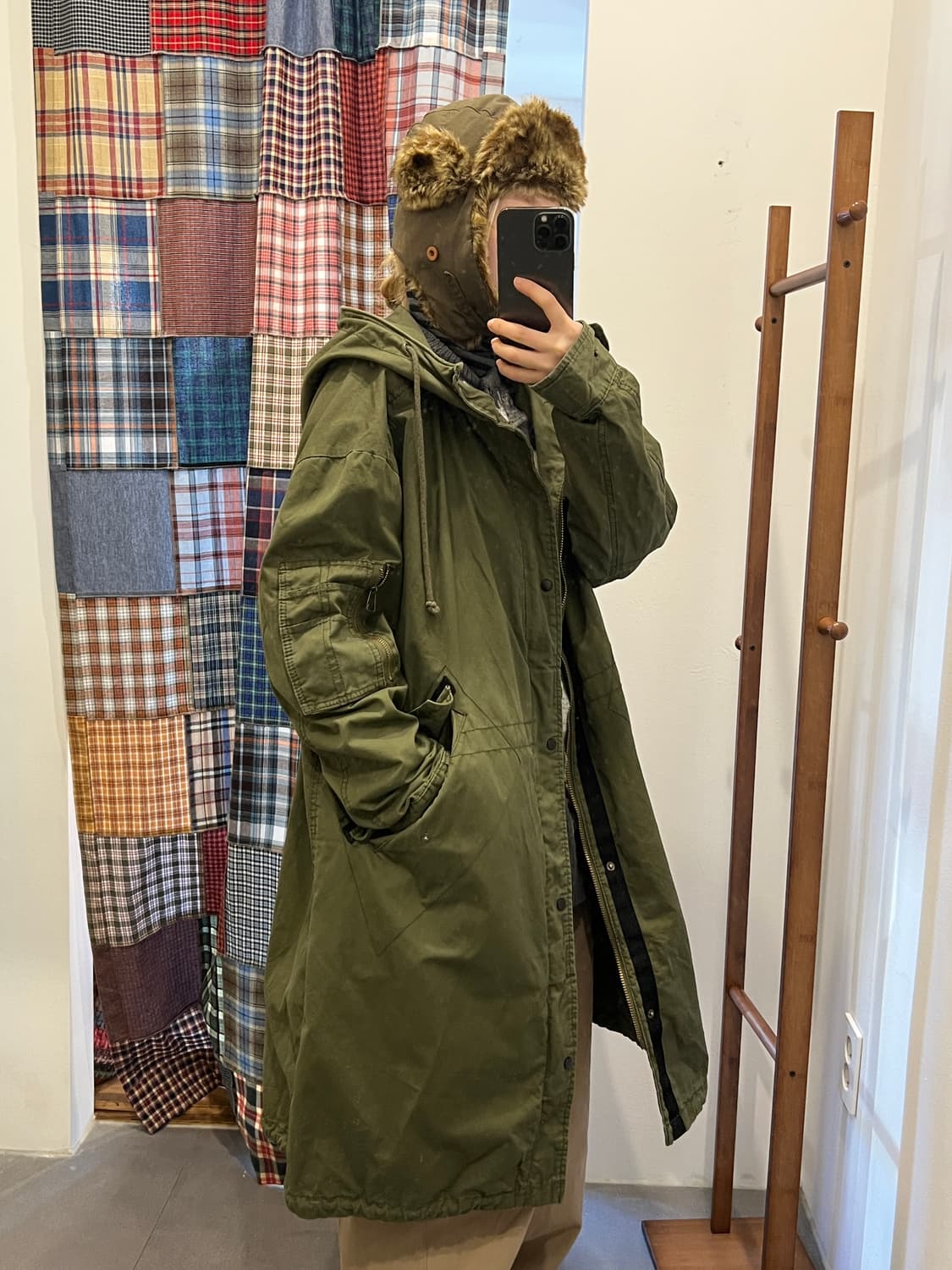 카키 롱 파카 상품이미지3