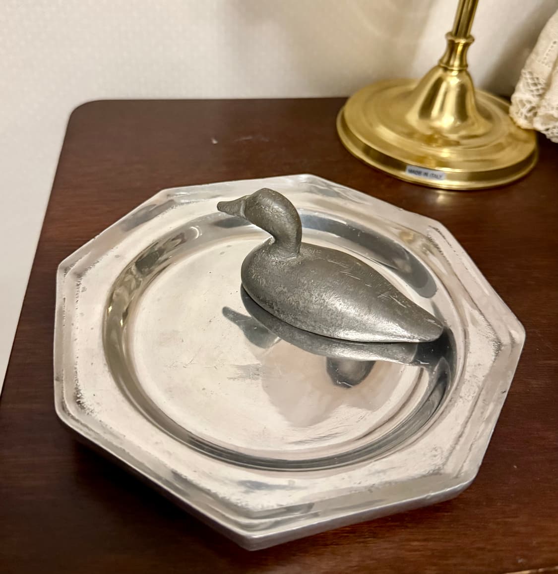 프랑스 빈티지 퓨터 옥타곤 접시 / 트레이 (1970s) 상품이미지1