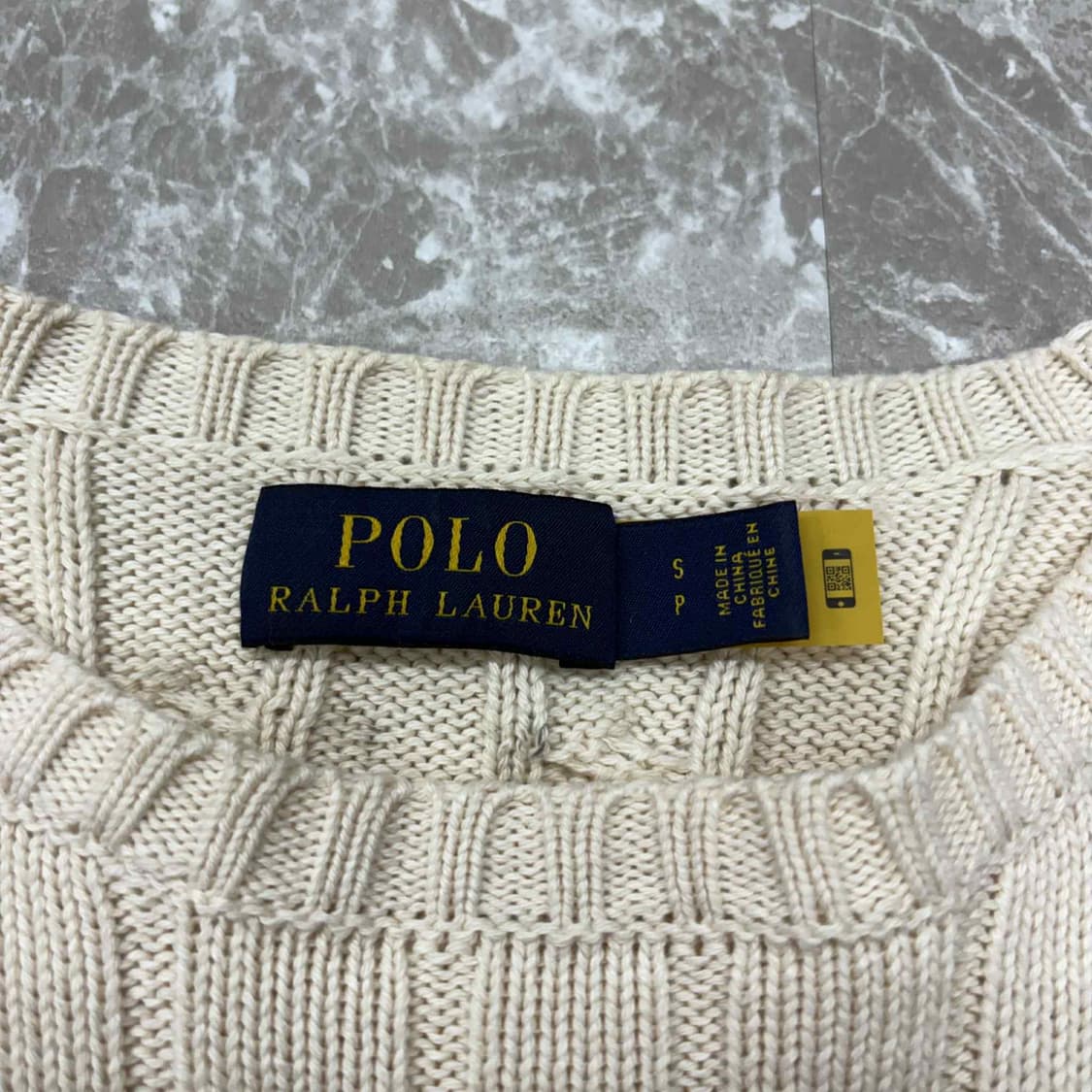 *최신형 폴로 랄프로렌 큐알택 아이보리 핀터깔 케이블 크루넥 걸즈 니트( 상품이미지5