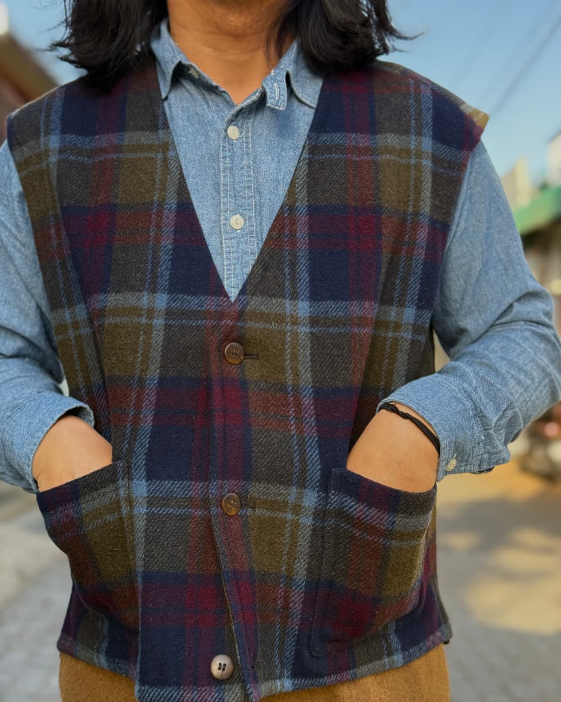 80-90‘s 라이프 어드벤쳐 울 블랜드 헌팅 베스트 L 상품이미지7