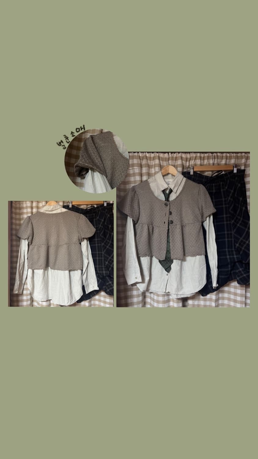 빈티지 말차 일본 교복 소녀 세트 상품이미지4