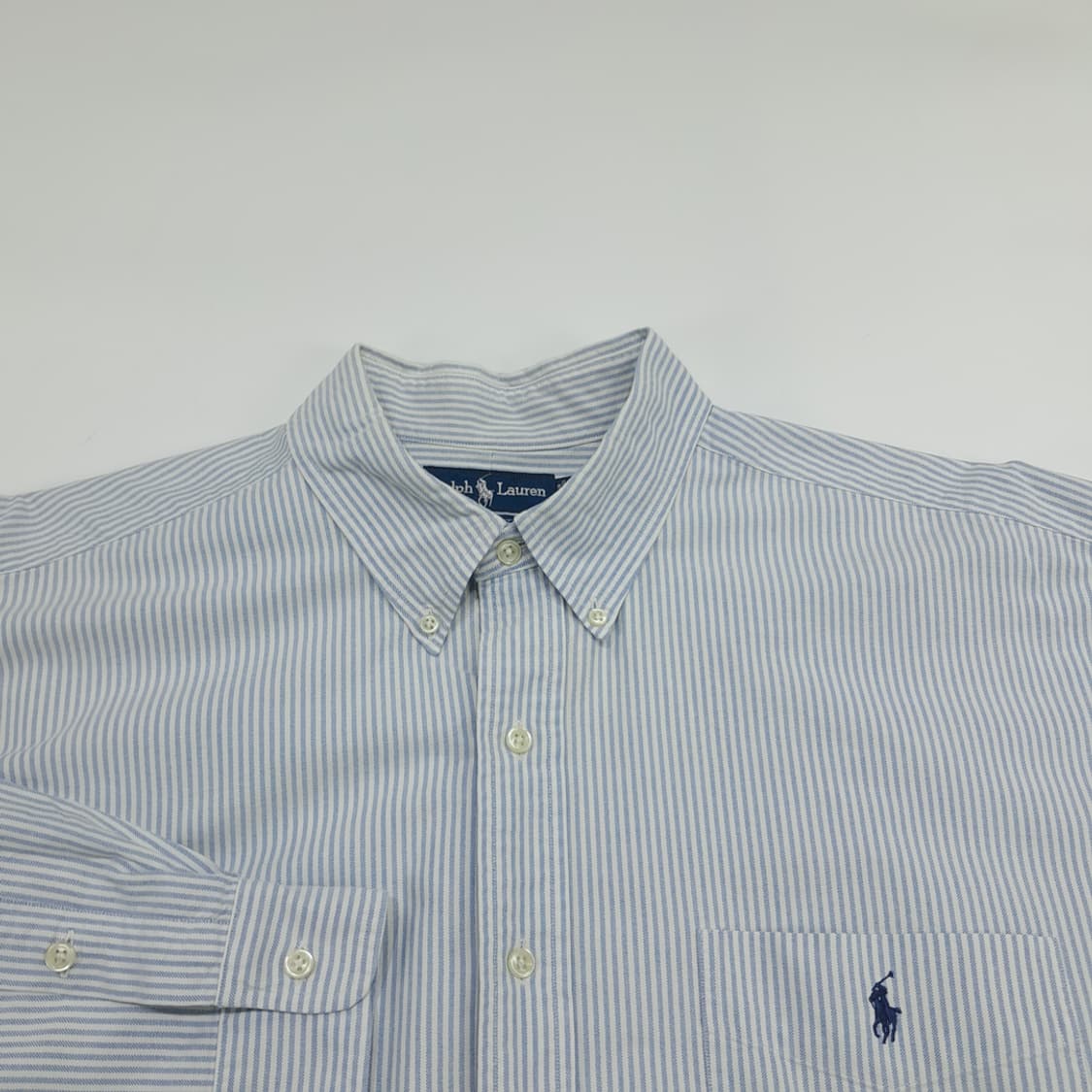 Co742 2XL 폴로 랄프로렌 빅셔츠 클래식블루 스트라이프 긴팔 셔츠 상품이미지3