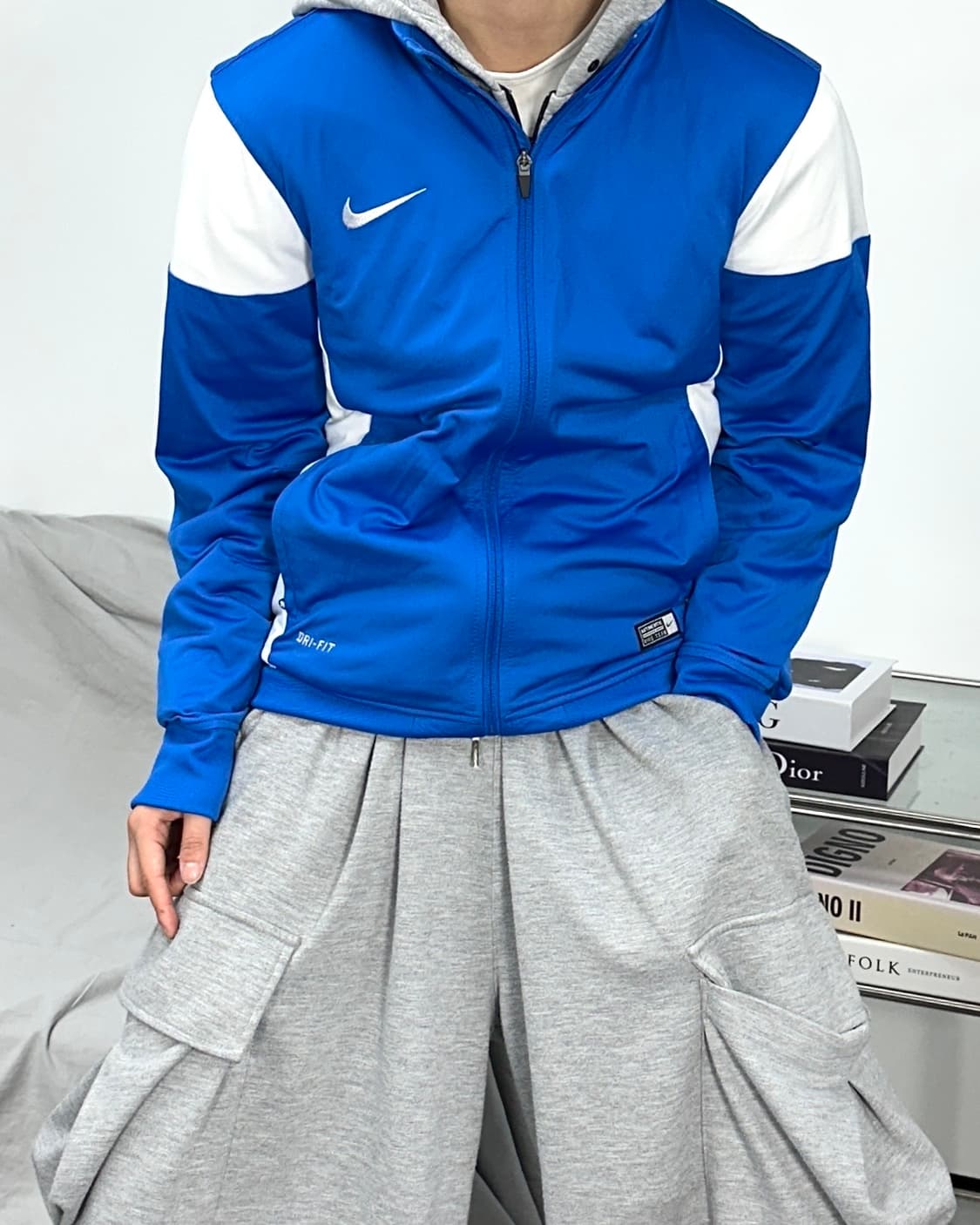 나이키 블루 화이트 트랙탑 져지 S 상품이미지2