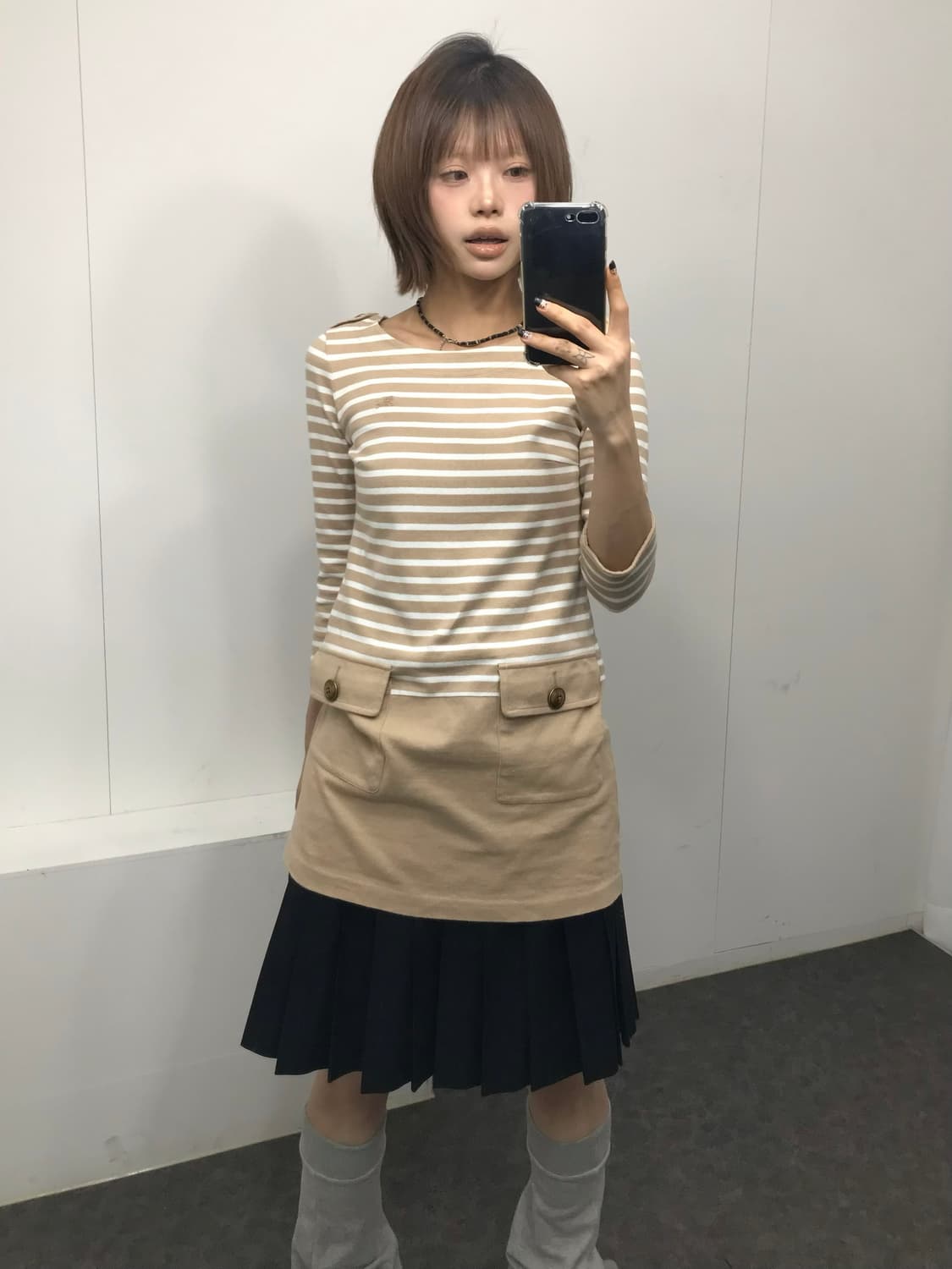 버버리 베이지 스트라이프 원피스 상품이미지1