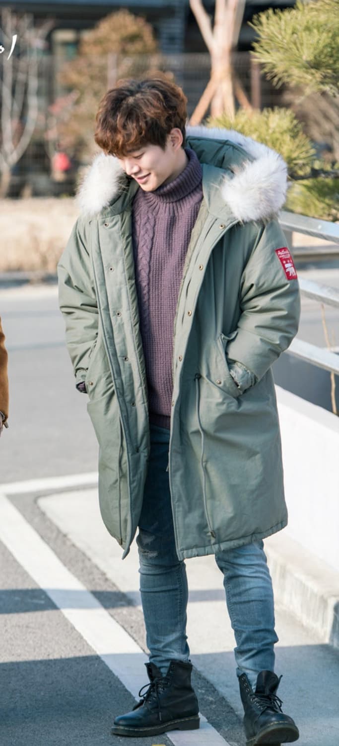 Jeep 카키 야상 롱패딩 개파카 이준호 착용 상품이미지3