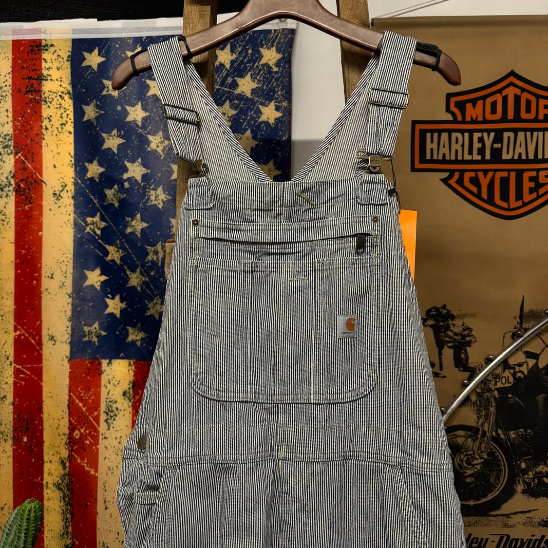 칼하트 오리지널 빈티지 히코리 패턴 워크 오버롤 카펜터 와바시 N253 상품이미지3
