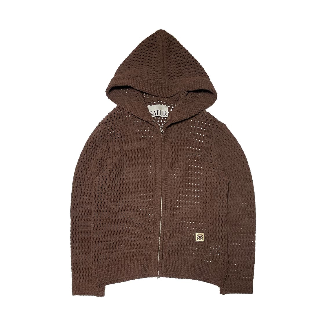 SATUR 세터 브라운 니트 후드집업 상품이미지1