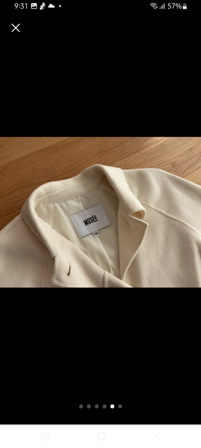 뮤제 알마 캐시미어 핸드메이드 벨티드 코트 크림 아이보리 34 상품이미지5