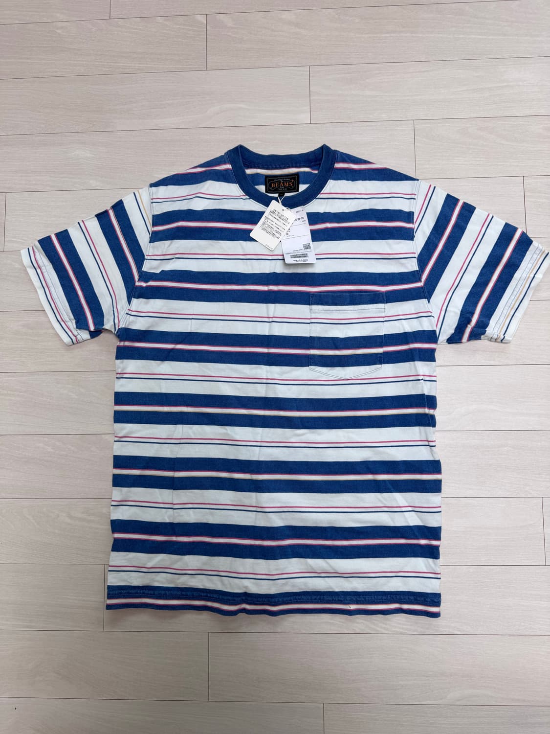 빔즈플러스 스트라이프 반팔티셔츠  (택달린 새상품 미개봉) 상품이미지1