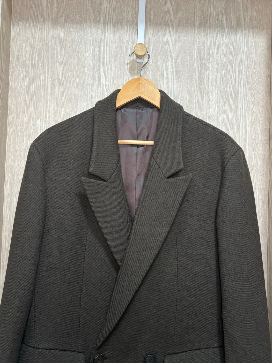 시스템옴므 울 더블하프코트100/다크브라운 상품이미지3