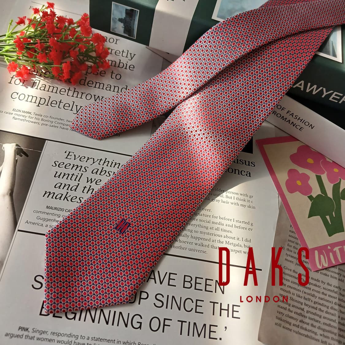 DAKS 닥스 실크 레드 패턴 넥타이 8cm A+등급 E844
 상품이미지1