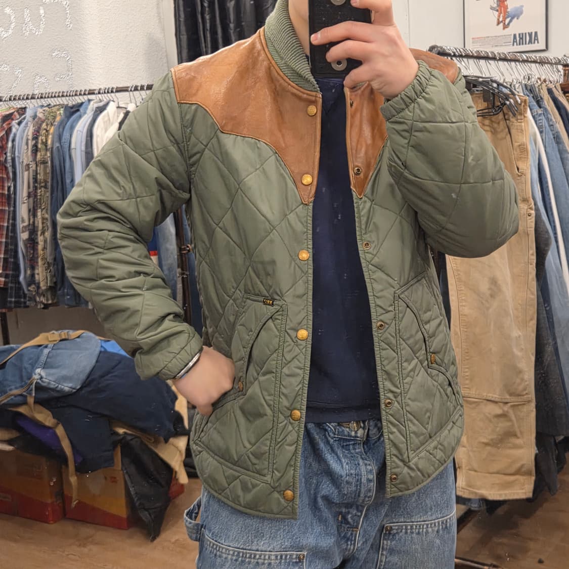 더블알엘 레더요크 맥브리이드 퀼팅 자켓 m 상품이미지10