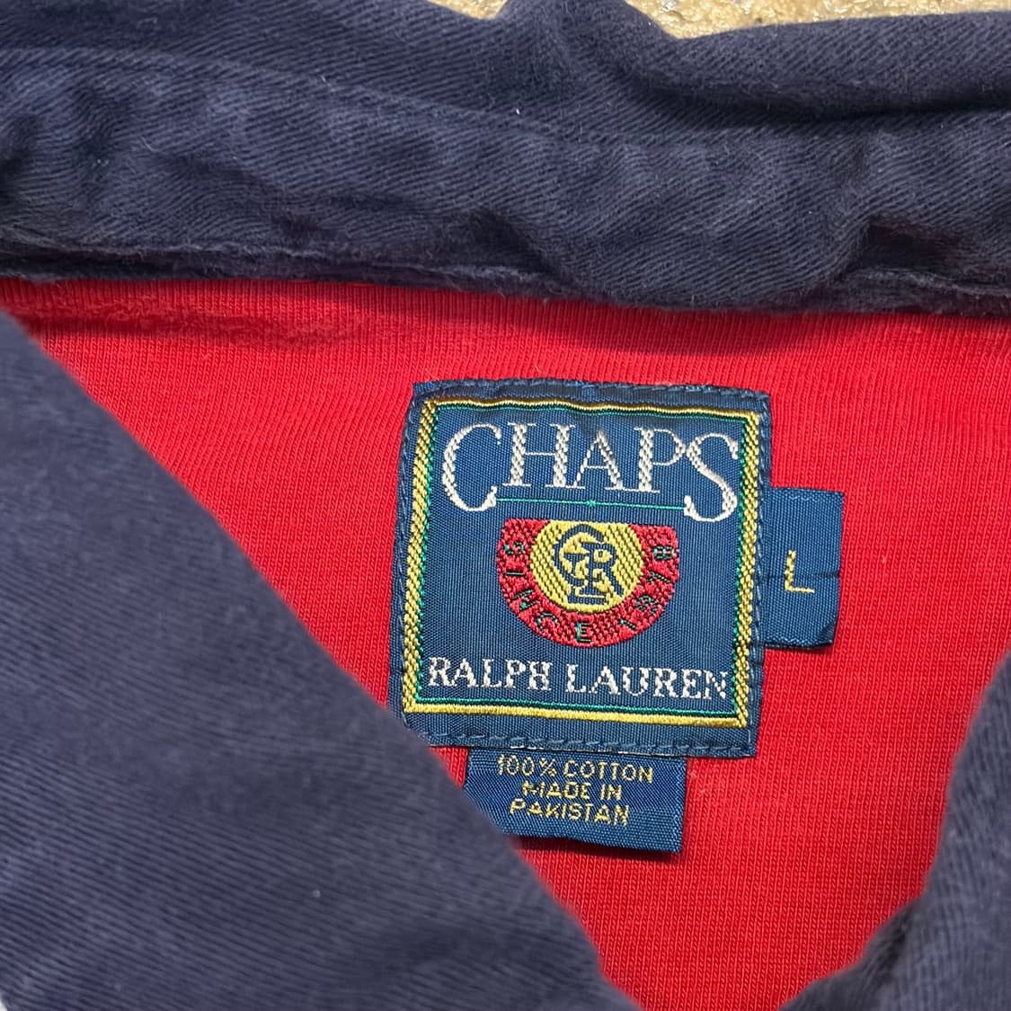 90s 미국 빈티지 챕스 랄프로렌 헤비코튼 스트라이프 배색 럭비티 상품이미지7