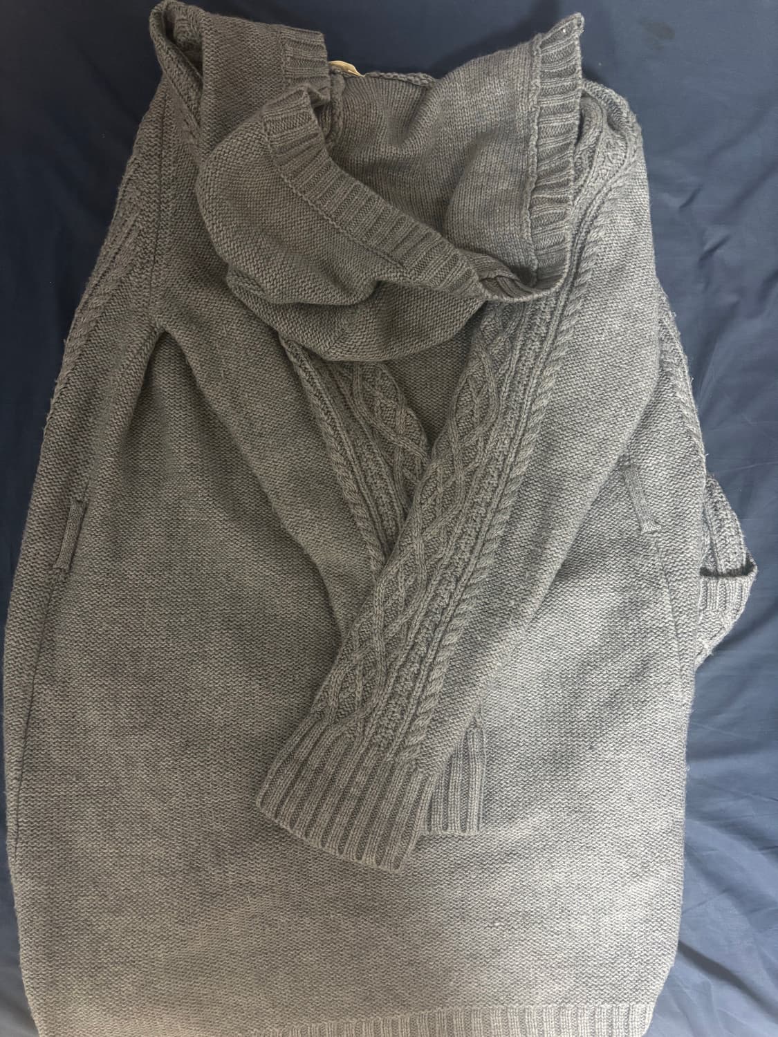 회색 꽈배기 니트 가디건 상품이미지2