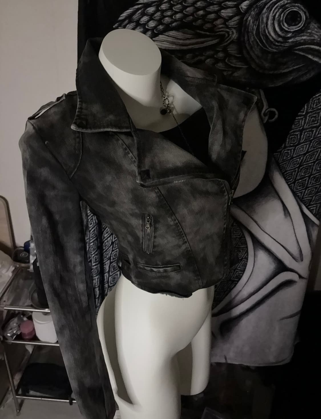 빈티지 워싱 크롭 라이더자켓 상품이미지2