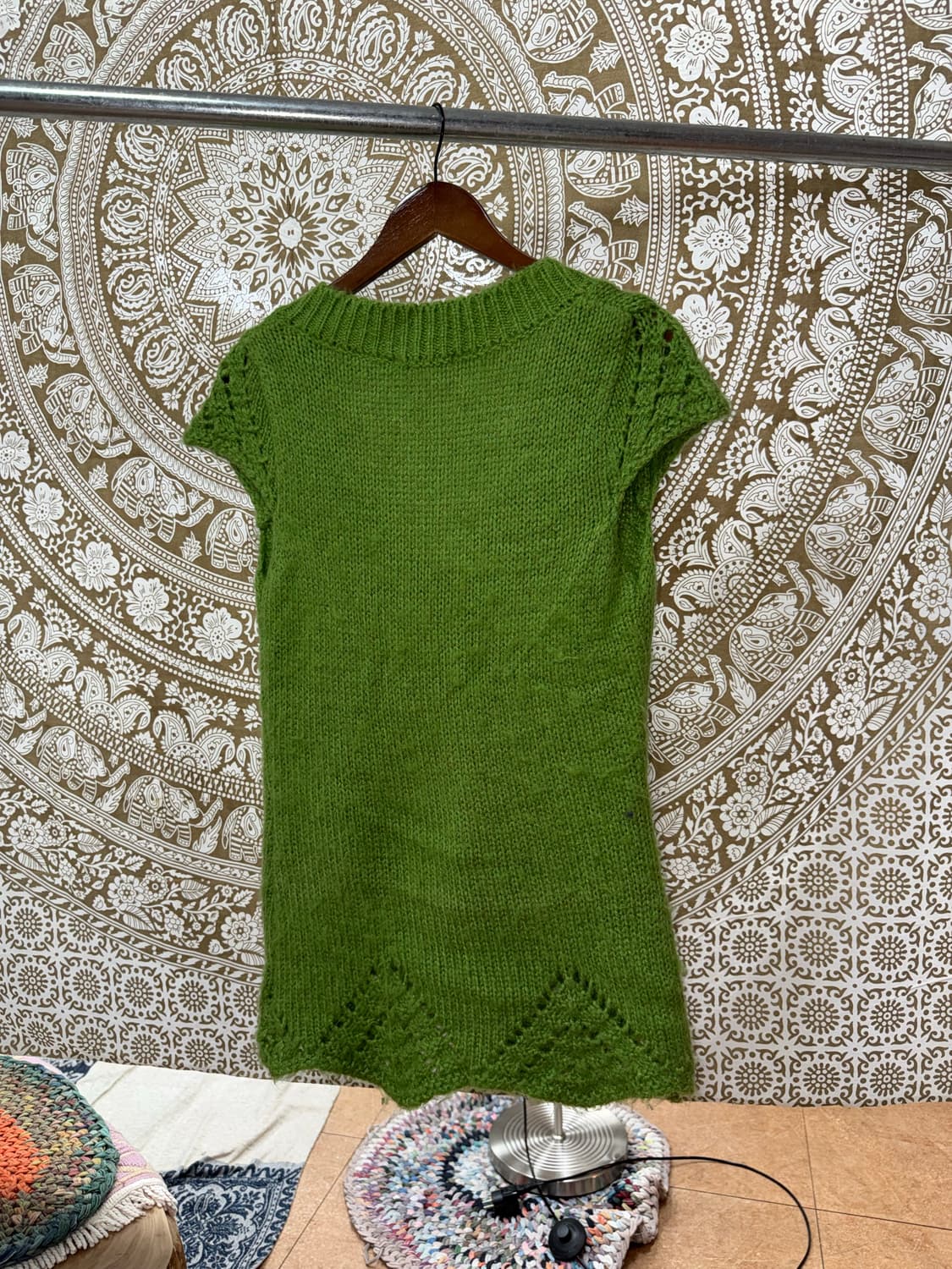 AU 빈티지 여성 브이넥 반팔 니트  상품이미지5