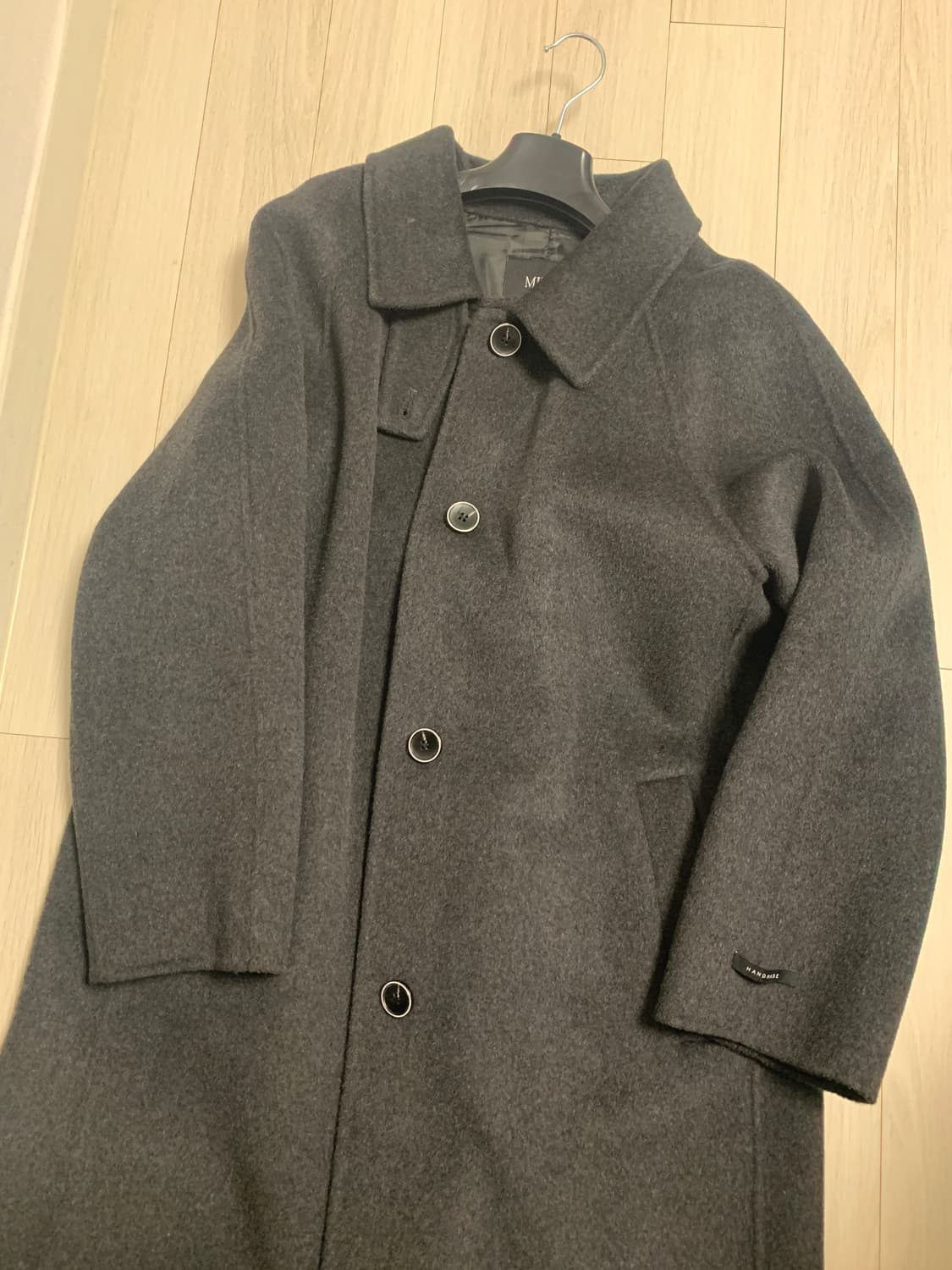 미쏘 핸드메이드 벨티드 롱 코트 차콜 M 상품이미지4
