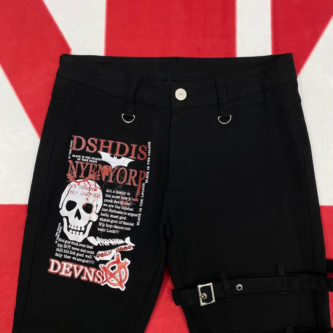 빈티지 스컬 펑크 팬츠 실측 32 상품이미지2