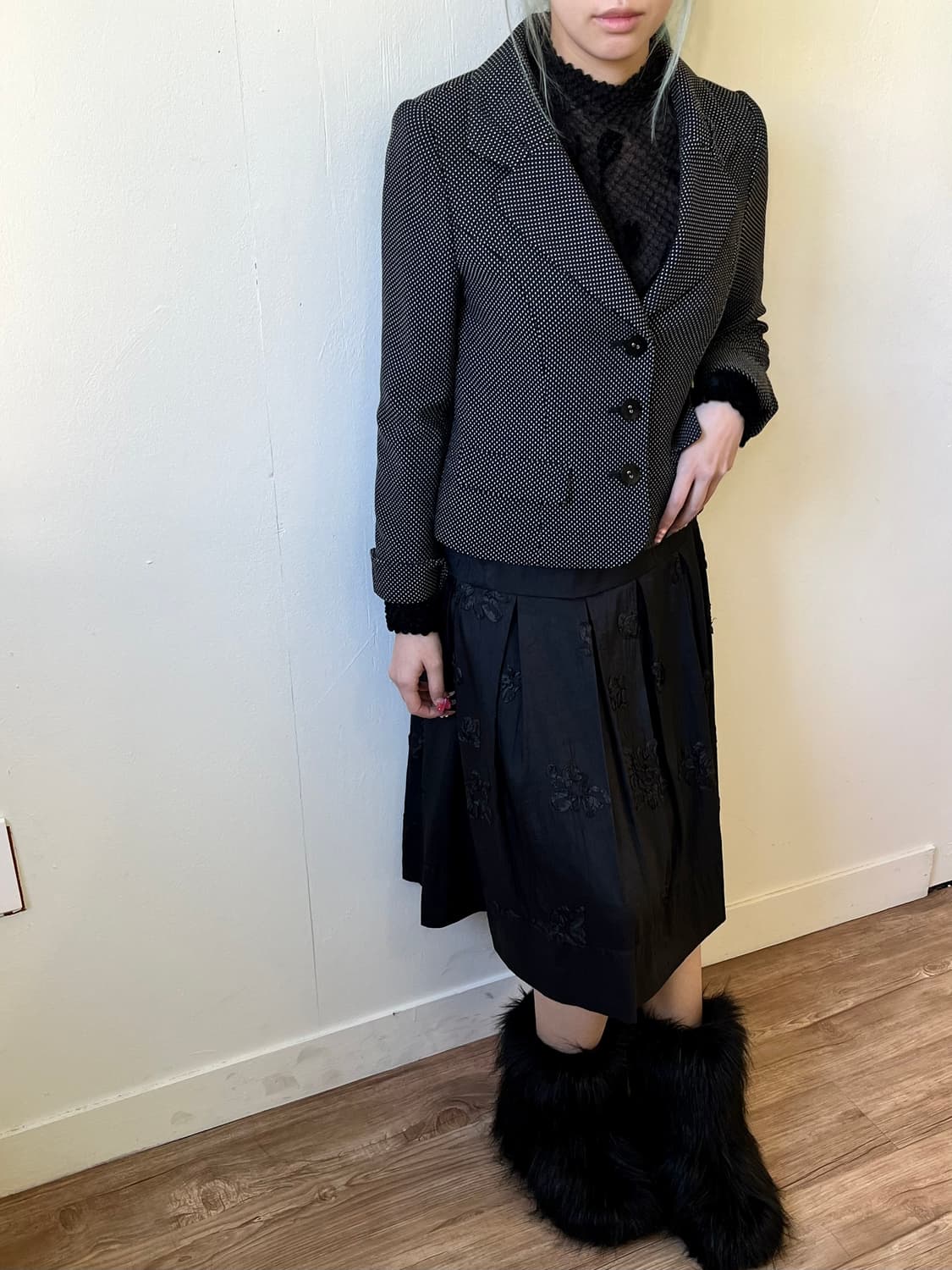 LA VORO ONE 도트 크롭 자켓  상품이미지7