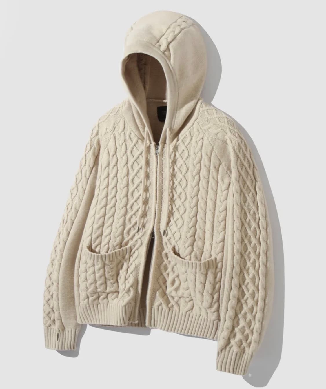 디미트리블랙 2WAY 헤비웨이트 케이블 니트 후드 집업 상품이미지2