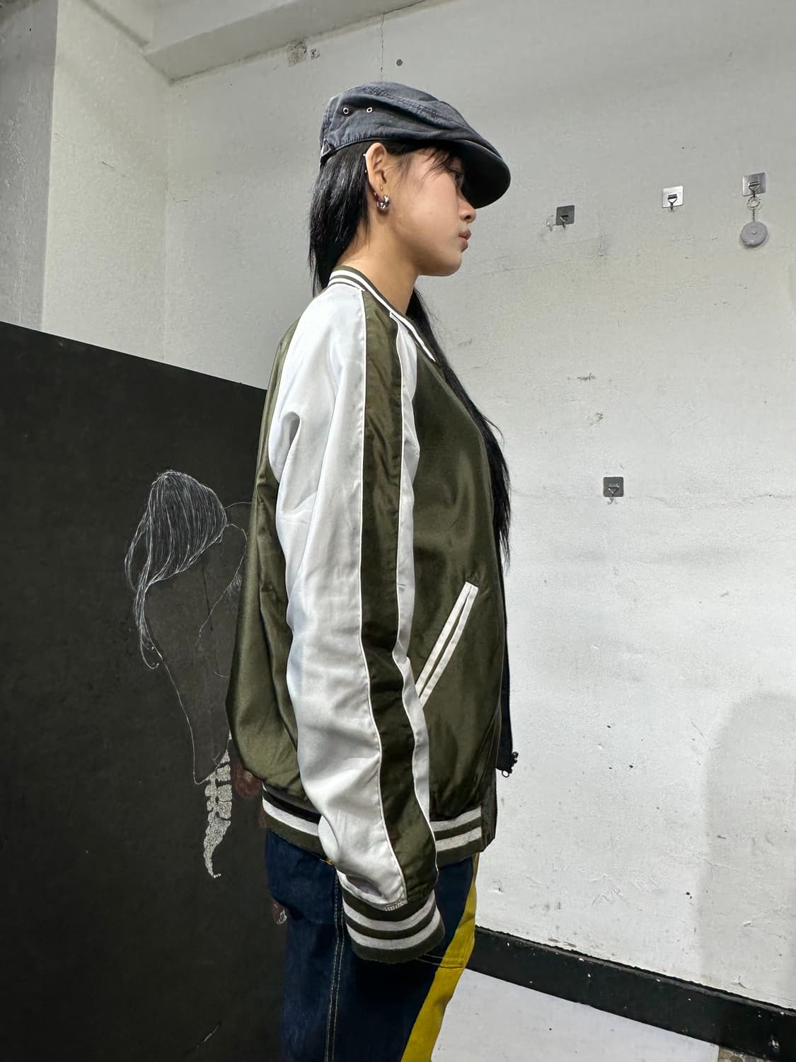 Jpn 일본빈티지 오리엔탈 카키 네이비 양면 스카잔 자켓 상품이미지5