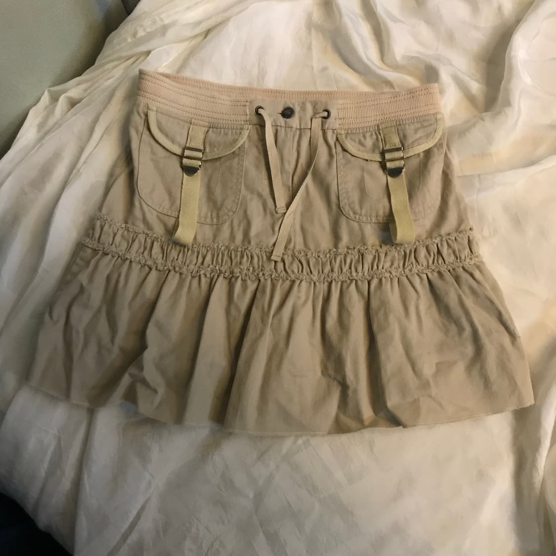 Vintage 러힙 베이지 카고 포켓 미니스커트 상품이미지1