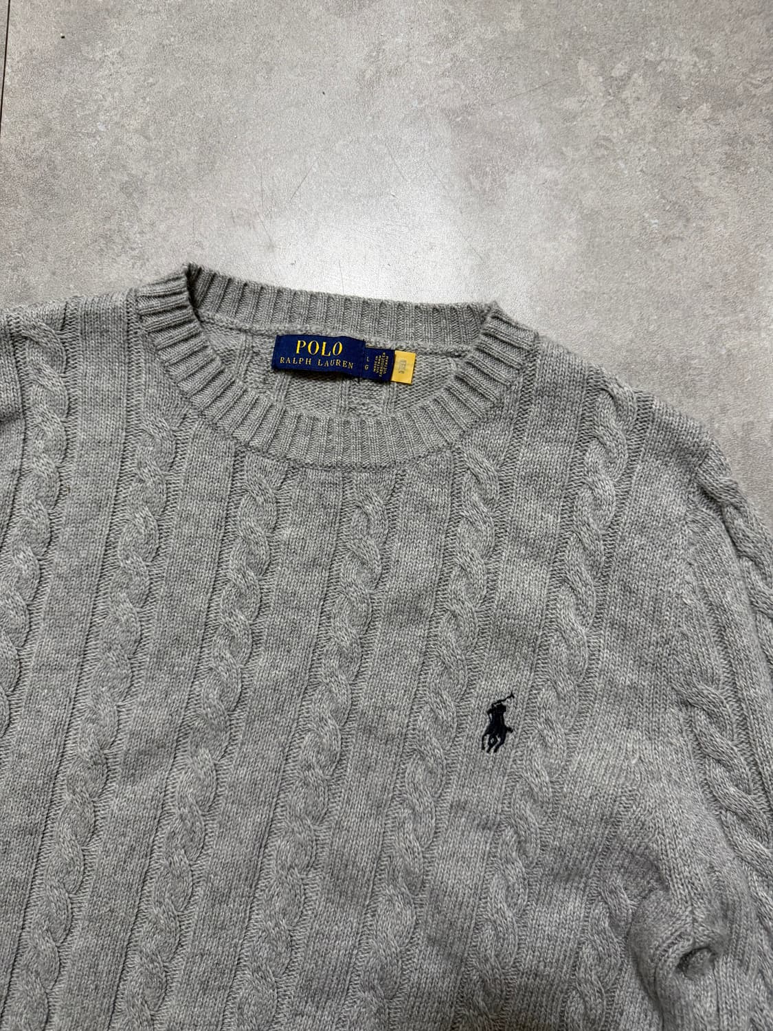 랄프로랜 폴로 그레이컬러 빈티지 케이블 코튼 니트  100size   상품이미지9