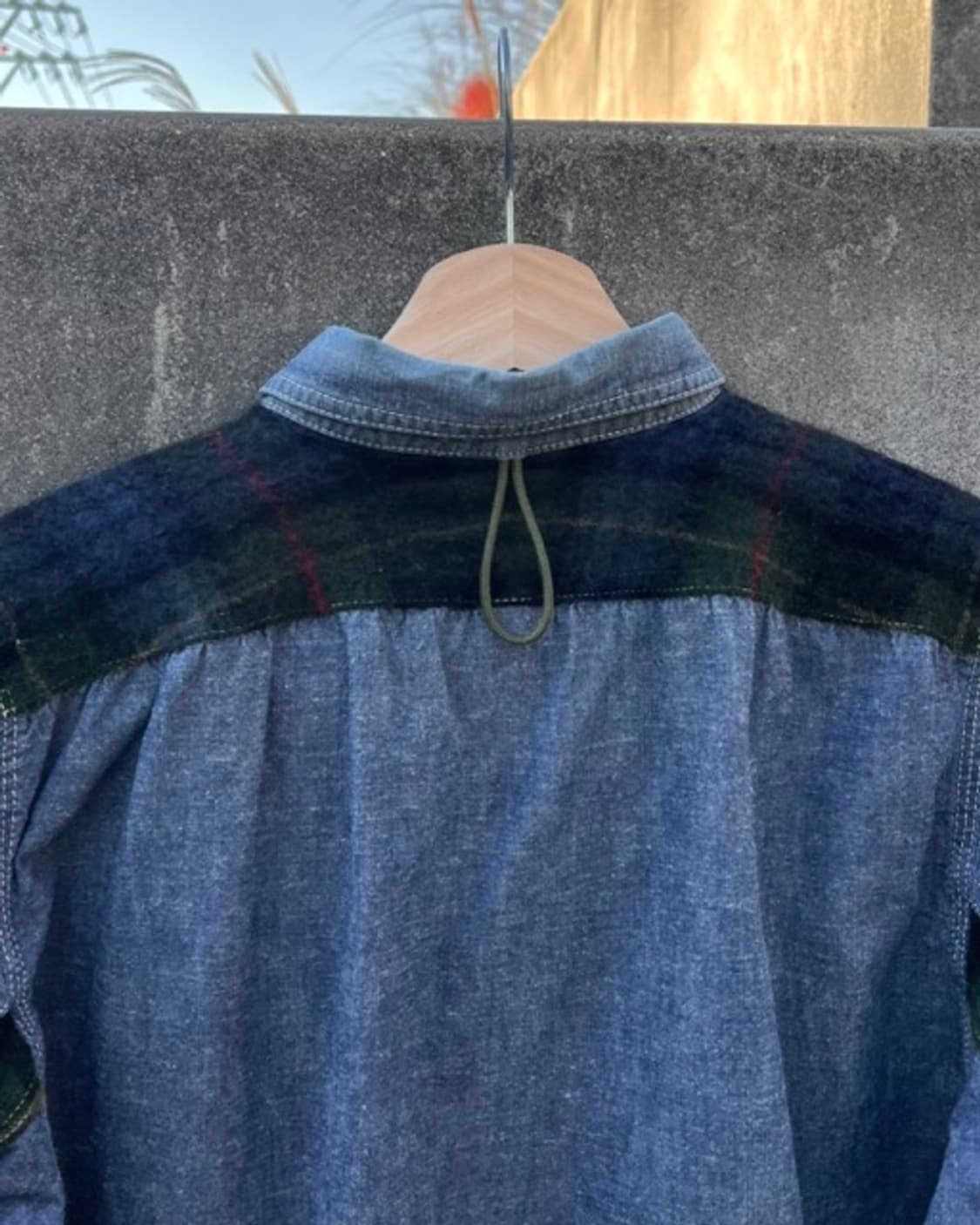 준야 와타나베 체크 패치 데님 셔츠 상품이미지1