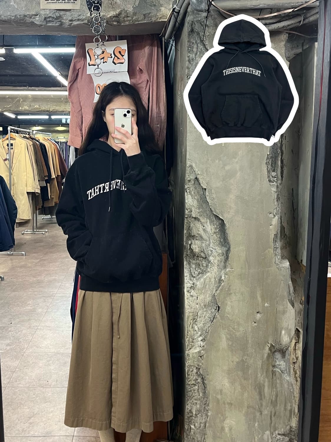 디스이즈네버뎃 기모 후드티 블랙 S #csz3060  상품이미지1