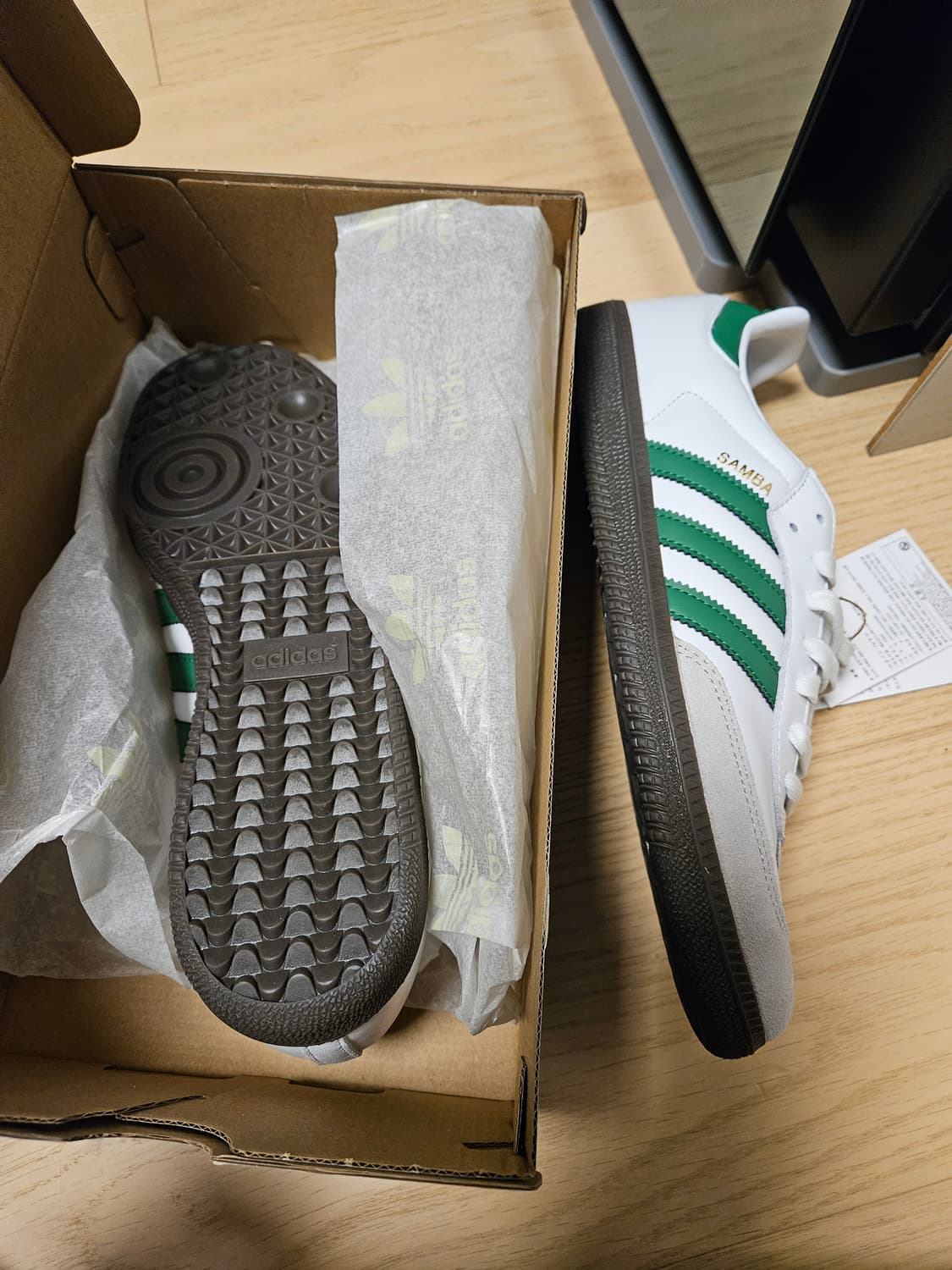 아디다스 삼바 OG 흰/초 녹색 운동화 상품이미지5