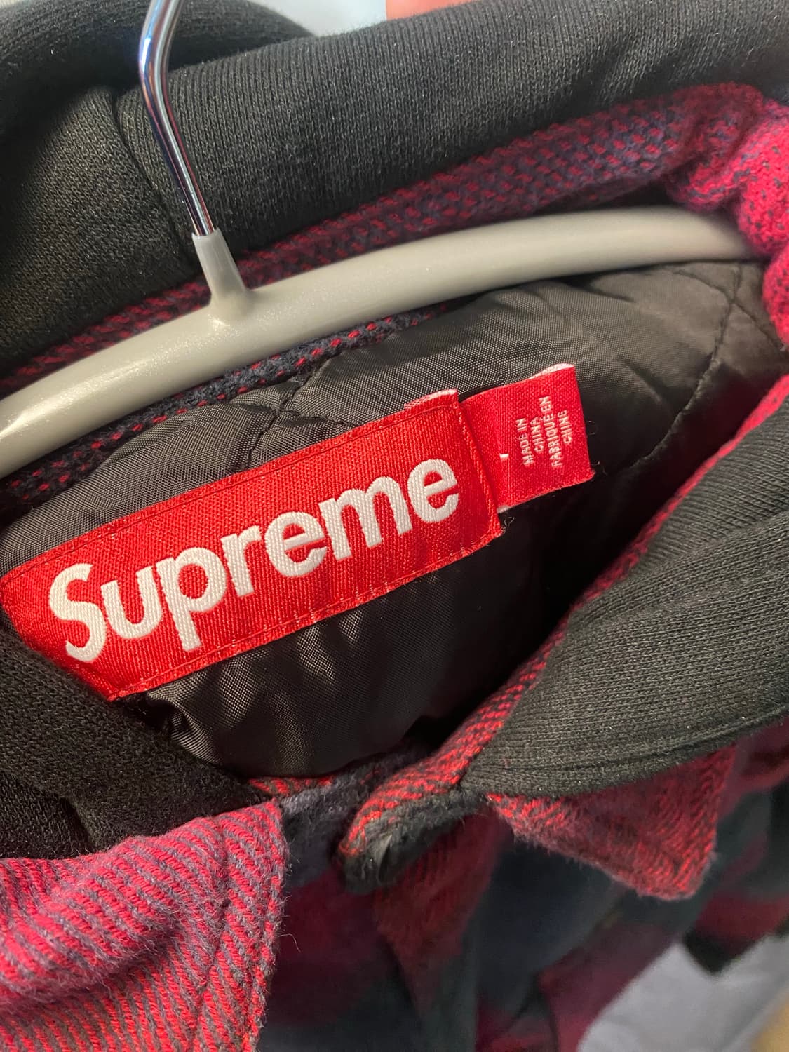 슈프림 퀄팅 플란넬 후드셔츠 L 상품이미지2