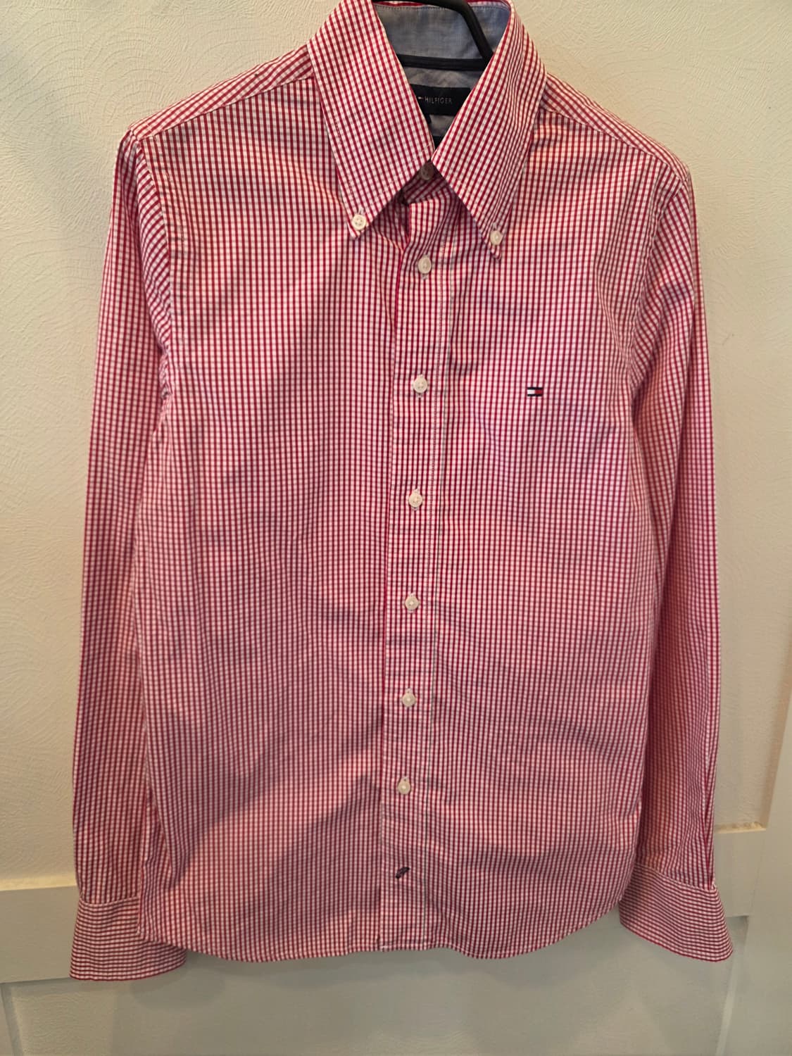 타미힐피거 레드 깅엄체크 셔츠 XS 슬림핏 상품이미지2