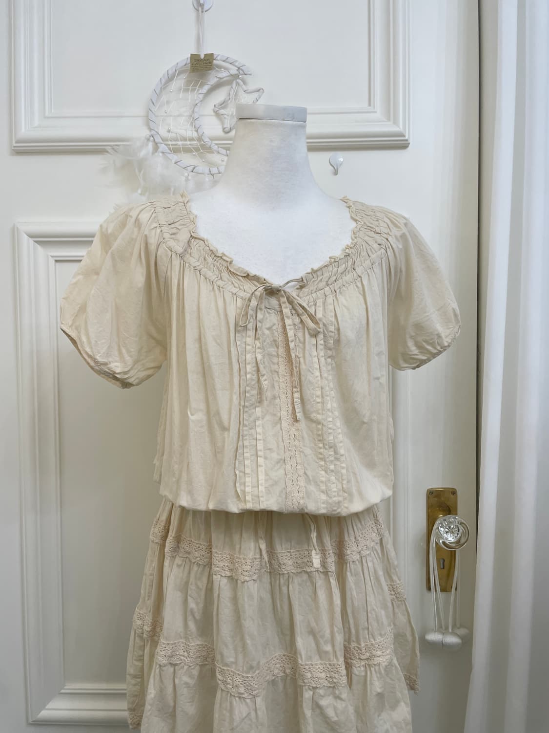 ivory lace trimming bow point cotton opc 상품이미지5