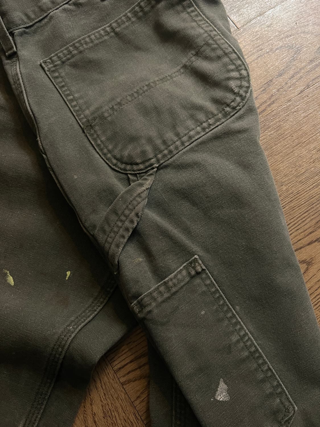 [31]칼하트 USA 빈티지 페인팅 모스그린 카펜터 워크 팬츠 M6 상품이미지7